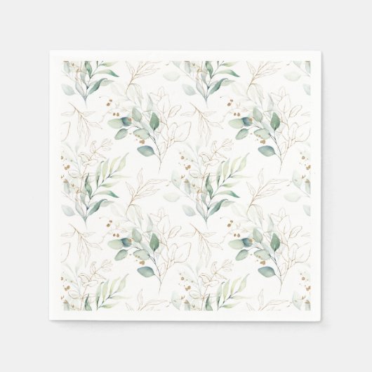 Mint Green Pastel Floral Greenery Pattern Servet (Voorkant)