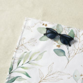 Mint Green Pastel Floral Greenery Pattern Strandlaken (In situ)