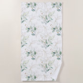Mint Green Pastel Floral Greenery Pattern Strandlaken (Voorkant)