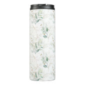 Mint Green Pastel Floral Greenery Pattern Thermosbeker (Achterkant)