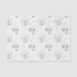 Mint Green Pastel Floral Greenery Pattern Tissuepapier