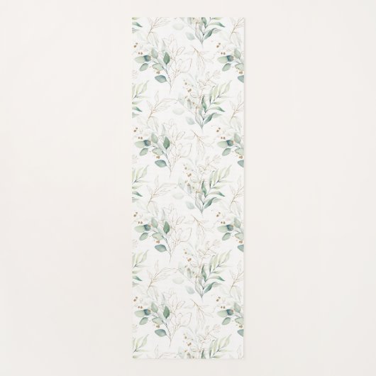 Mint Green Pastel Floral Greenery Pattern Yogamat (Voorkant)