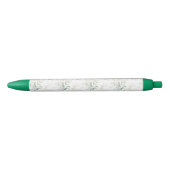 Mint Green Pastel Floral Greenery Pattern Zwarte Inkt Pen (Voorkant)