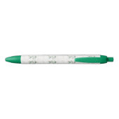 Mint Green Pastel Floral Greenery Pattern Zwarte Inkt Pen (Achterkant)