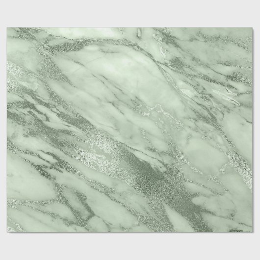 Mint Green Pastel Marble Stone Abstract Metal Lux Cadeaupapier (Vlak)
