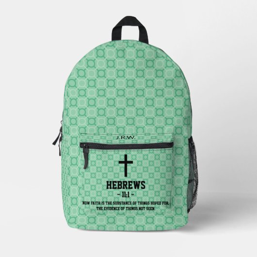 Mint Green Pattern Bible Chapter Verse Christelijk Bedrukte Rugzak (Voorkant)