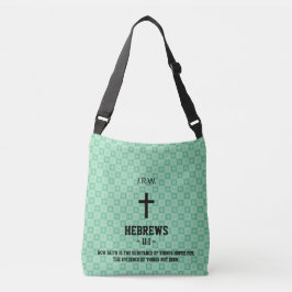 Mint Green Pattern Bible Chapter Verse Christelijk Crossbody Tas