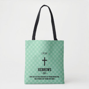 Mint Green Pattern Bible Chapter Verse Christelijk Tote Bag