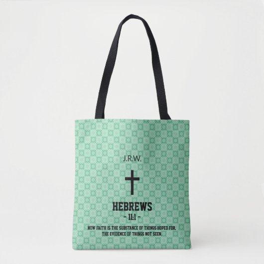 Mint Green Pattern Bible Chapter Verse Christelijk Tote Bag (Voorkant)