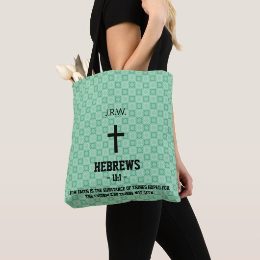 Mint Green Pattern Bible Chapter Verse Christelijk Tote Bag (Dichtbij)