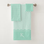 Mint Green Patterned Bath Towel Set Bad Handdoek (Insitu)