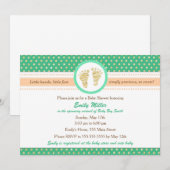 Mint Green Peach Baby shower Invitation Kaart (Voorkant / Achterkant)