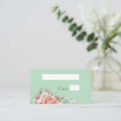 Mint Green & Peach Floral Wedding Flat Place Kaart Plaatskaartje (Staand voorkant)
