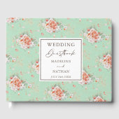 Mint Green & Peach Floral Wedding Guest Book Gastenboek (Voorkant)