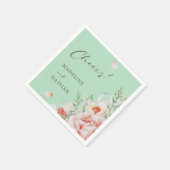 Mint Green & Peach Floral Wedding Napkins Servet (Hoek)