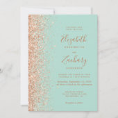 Mint Green Peach Glitter Wedding Kaart (Voorkant)