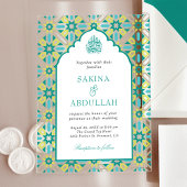 Mint Green Persian Mosaic Muslim Wedding Acryl Uitnodigingen