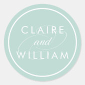 Mint Green Personalized Wedding Ronde Sticker (Voorkant)