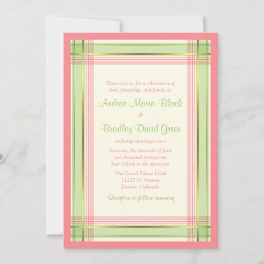Mint Green Petal Pink Pset Wedding Uitnodiging (Voorkant)