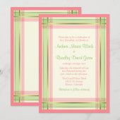 Mint Green Petal Pink Pset Wedding Uitnodiging (Voorkant / Achterkant)