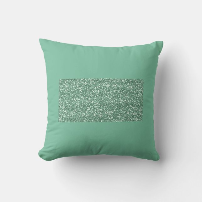Mint Green Pillow met Faux Glitter Kussen (Voorkant)