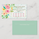Mint Green Pink Floral Beauty Salon Loyalty Card (Voorkant / Achterkant)