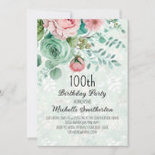 Mint Green Pink Floral Butterflies Birthday Kaart (Voorkant)