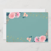 Mint Green Pink Floral Pumpkin Herfst Birthday Fot Bedankkaart (Achterkant)