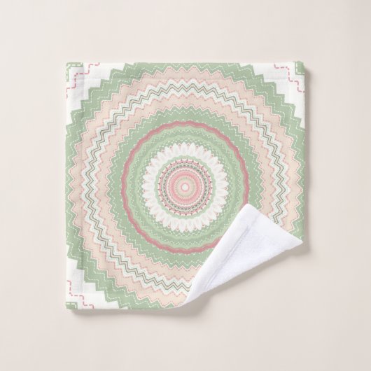 Mint Green Pink Mandala Bad Handdoek (Wasdoekje)
