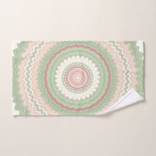 Mint Green Pink Mandala Bad Handdoek (Handdoek)