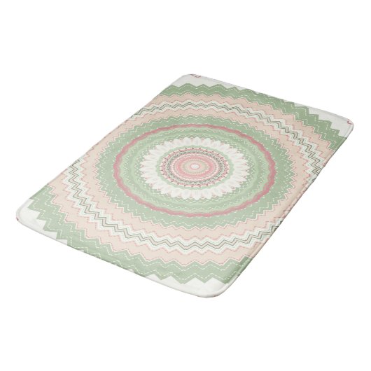 Mint Green Pink Mandala Badmat (Gekanteld)