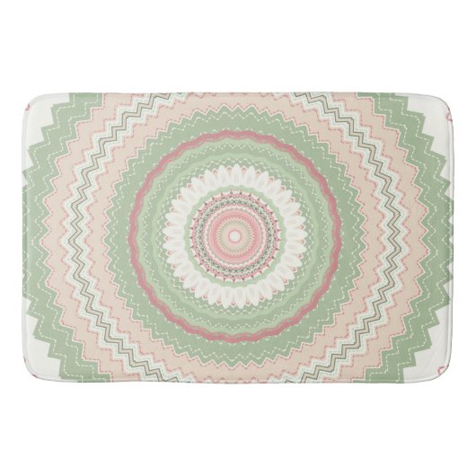 Mint Green Pink Mandala Badmat (Voorkant)
