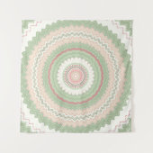 Mint Green Pink Mandala Wandkleed (Voorkant (horizontaal))