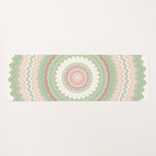 Mint Green Pink Mandala Yogamat (Achterkant (horizontaal))