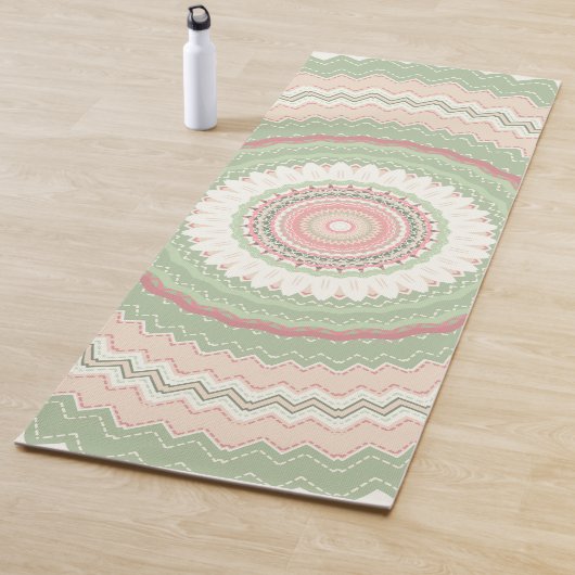 Mint Green Pink Mandala Yogamat (In situ)