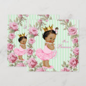Mint Green Pink Rose Etnische Ballerina Baby showe Kaart (Voorkant / Achterkant)