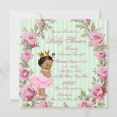 Mint Green Pink Rose Etnische Ballerina Baby showe Kaart (Achterkant)