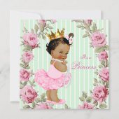 Mint Green Pink Rose Etnische Ballerina Baby showe Kaart (Voorkant)