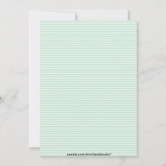 Mint Green Pinstripes Birthday Party Invitation Kaart (Achterkant)