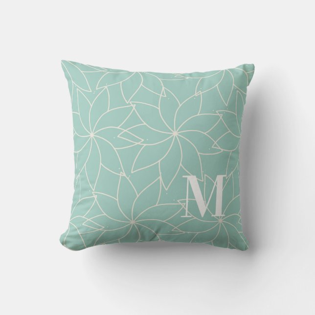 Mint Green Pinwheels Sierkussen Monogram (Voorkant)