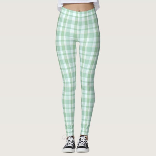 Mint Green Plaid Leggings (Voorkant)