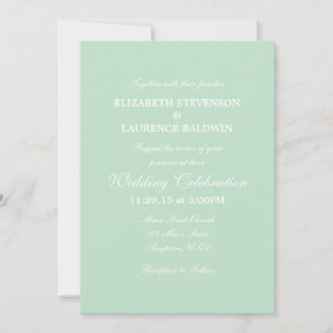 Mint Green Plain Eenvoudige Huwelijksuitnodiging Kaart