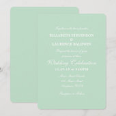 Mint Green Plain Simple Wedding Invitation Kaart (Voorkant / Achterkant)