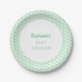 Mint Green Polka Dot Baby shower Papieren Bordje
