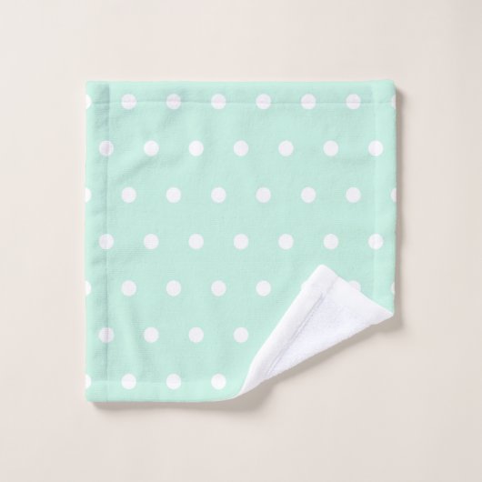 Mint Green Polka Dot Bad Handdoek (Wasdoekje)