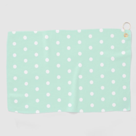 Mint Green Polka Dot Golfhanddoek (Horizontaal)