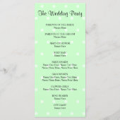Mint Green Polka dot patroon. Trouwprogramma Programmakaart (Achterkant)