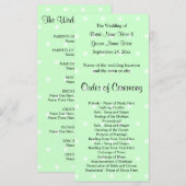 Mint Green Polka dot patroon. Trouwprogramma Programmakaart (Voorkant / Achterkant)