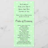 Mint Green Polka dot patroon. Trouwprogramma Programmakaart (Voorkant)