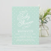 Mint Green Polka Dots Baby shower uitnodiging (Staand voorkant)